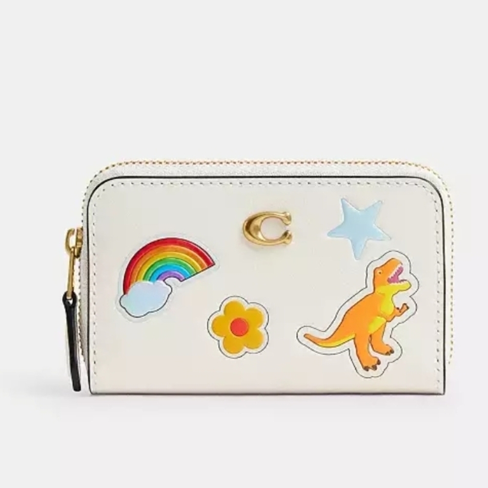 Coach Small Zip Around Card Case In Sticker Print NWT